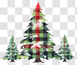 Trees - Plaid Pattern Christmas Trees Transparent PNG
