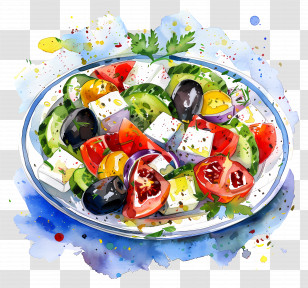 Greek Salad - Colorful Greek Salad With Feta Cheese Transparent PNG