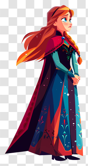 Frozen Anna Princess - Animated Girl In A Stylish Dress Transparent PNG