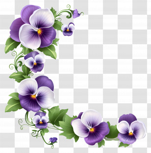 Viola Border - Floral Corner Decoration Transparent PNG