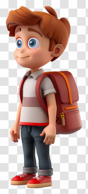 Schoolboy With Backpack - Cartoon Boy With Backpack Transparent PNG
