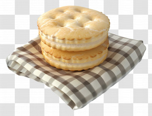 Salt Biscuit - Stacked Biscuits On Checkered Cloth For Tea Time Transparent PNG