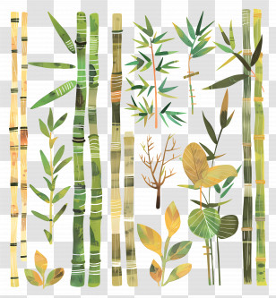 Bamboo - Bamboo Plants Botanical Illustration Transparent PNG