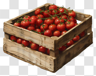 Cherry Tomato - Wooden Crate Full Of Ripe Red Tomatoes Transparent PNG