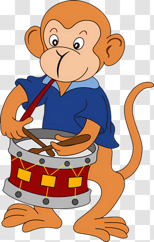 Music - Cartoon Monkey Playing Drum Transparent PNG