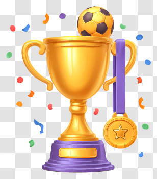 Golden Trophy - Gold Soccer Trophy With Medal Transparent PNG