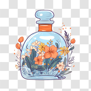 Perfume Bottle - Floral Glass Bottle Illustration For Decoration Transparent PNG