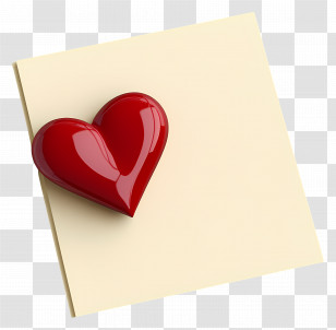 Love Note - Red Heart On A Note For Romantic Messages Transparent PNG