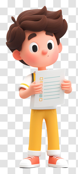 Schoolboy Reading Task Report - Student Boy Holding Checklist Transparent PNG