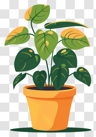 Money Plant - Illustration Of A Potted Plant With Green Leaves Transparent PNG