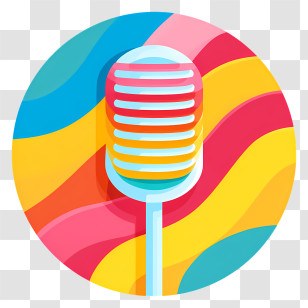 Voice Icon - Retro Microphone With Colorful Background Transparent PNG