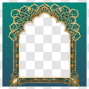 In The Style Of Tiffany Bozic - Golden Ornamental Frame With Arch Motif Transparent PNG