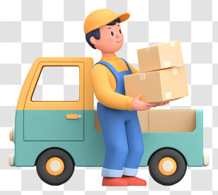 Loading Parcels In Truck - Delivery Man With Boxes And Truck Transparent PNG