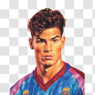 Cristiano Ronaldo - Illustrated Portrait Of Man In Sports Shirt Transparent PNG