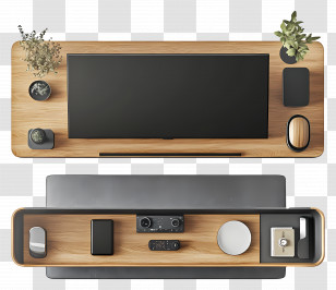 Top View Furniture - Modern TV Stand With Decor And Gadgets Transparent PNG