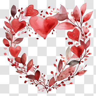 Valentine Frame - Heart-Shaped Floral Wreath Illustration Transparent PNG