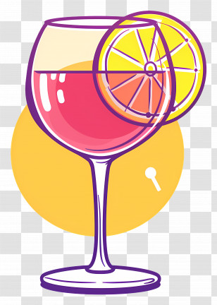 Alcohol - Wine Glass With Orange Slice For A Refreshing Drink Transparent PNG