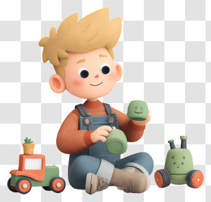 Boy Playing Toys - Adorable Child With Toy Blocks Transparent PNG