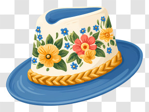 Oktoberfest Bavarian Hat - Floral Hat With Blue Brim Transparent PNG
