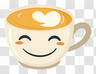 Coffee Kawaii - Cute Smiling Coffee Cup Illustration Transparent PNG