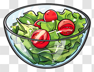 Salad Bowl - Glass Bowl With Fresh Lettuce And Tomatoes Transparent PNG