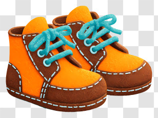 Infant Shoes - Cartoon Orange Shoes With Blue Laces Transparent PNG