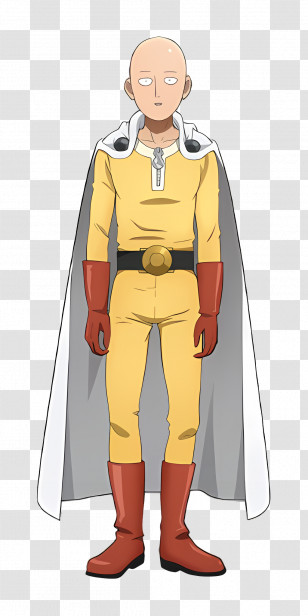 One Punch Man - Superhero In Yellow Suit Transparent PNG