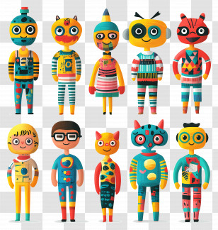 Cartoon People - Colorful Cartoon Characters Transparent PNG