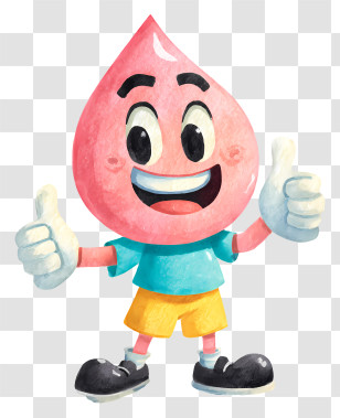 Thumbs Up - Smiling Pink Droplet Character Transparent PNG