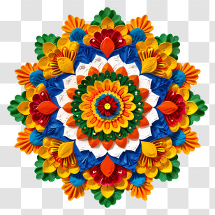 Onam Flower Rangoli - Colorful Rangoli For Festival Decoration Transparent PNG