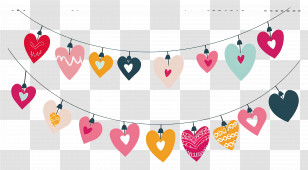 Heart Garland - Heart Garland String Lights For Celebrations Transparent PNG