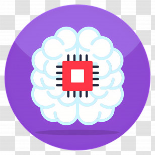 Artificial Intelligence - Brain With Chip Icon Transparent PNG