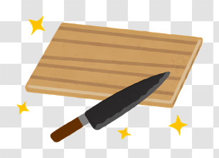 Kitchen Elements - Sharp Knife And Wooden Cutting Board Illustration Transparent PNG