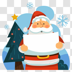 Santa Claus Costume - Santa Claus Holding A Blank Sign Transparent PNG