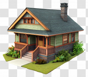 Craftsman Bungalow - Cozy House With A Porch Transparent PNG