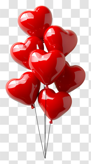 Heart Balloons - Red Heart-Shaped Balloons For Celebrations Transparent PNG