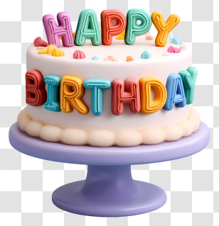 Birthday Text - Colorful Happy Birthday Cake Transparent PNG