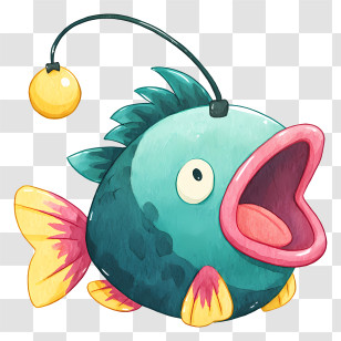 Andlar From Bomberman - Cute Teal Anglerfish With Lure Transparent PNG