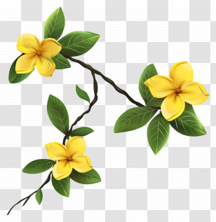 Yellow Flowers - Yellow Flowers On Branches Transparent PNG
