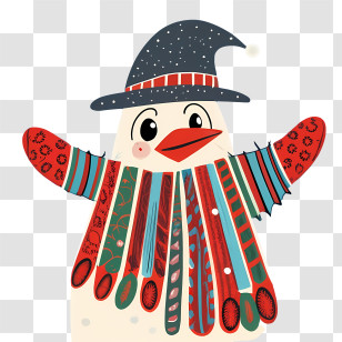 Cute Penguin - Festive Snowman With Hat Transparent PNG