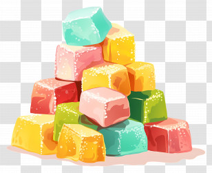 Turkish Delight - Bright And Chewy Colorful Gummy Candy Illustration Transparent PNG