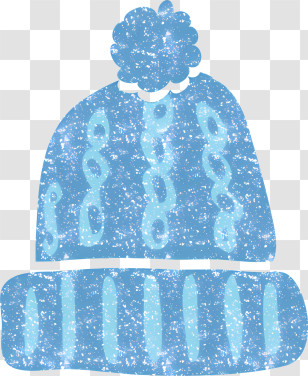 Icon - Blue Knitted Winter Hat With Pom-pom Transparent PNG