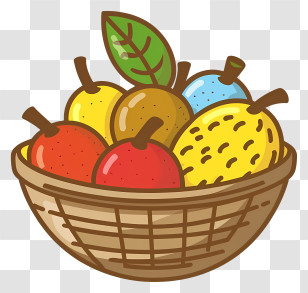 Fruit Basket - Colorful Fruit Basket Illustration Transparent PNG