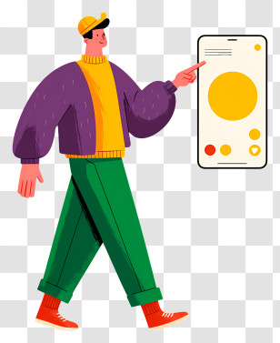Man Interacting With Smartphone - Man Interacting With Mobile UI Transparent PNG