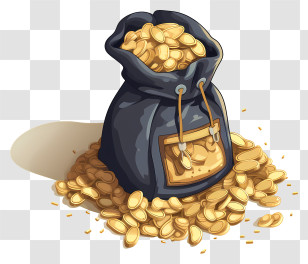 Black Sack - Bag Of Gold Coins Illustration Transparent PNG
