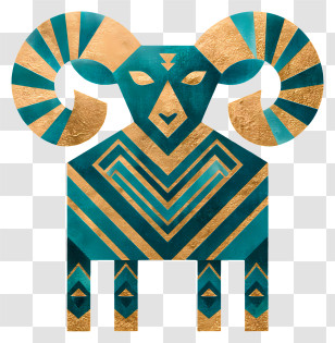 Sheep Logo - Gold-Teal Ram Emblem Transparent PNG