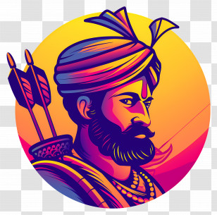 Indian King - Vibrant Artwork Of A Warrior With Turban And Arrows Transparent PNG