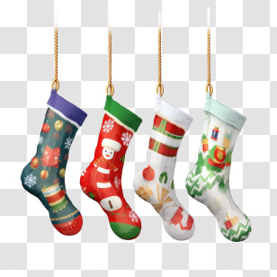 Christmas Stockings
 - Festive Christmas Stockings With Colorful Designs Transparent PNG
