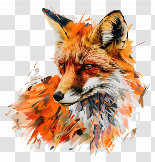 Red Fox - Illustrated Red Fox Portrait Transparent PNG