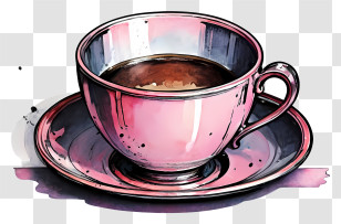 Pink Cup - Elegant Coffee Cup With Saucer Transparent PNG